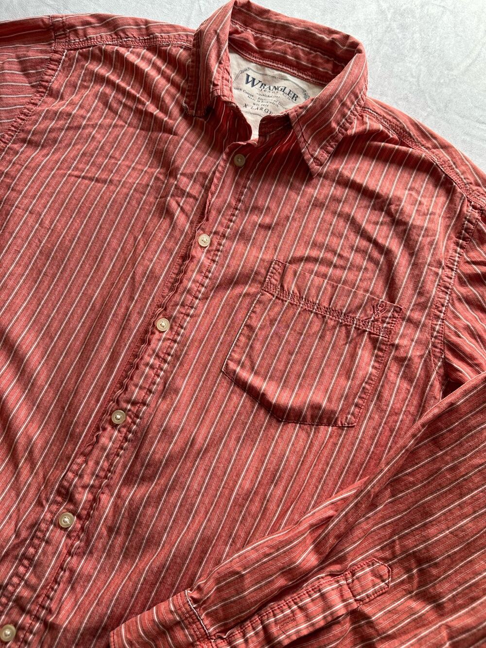 Wrangler Jeans Co. XL Long Sleeve Orange Striped Button Down